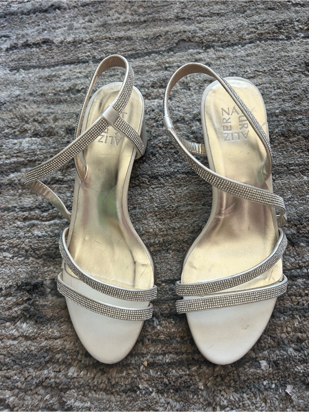 Naturalizer Silver Rhinestone-Strap Slingback Sandals